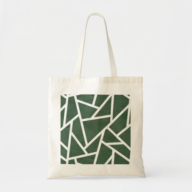 Bolsa Tote Padrão de mosaico verde e branco (Frente)