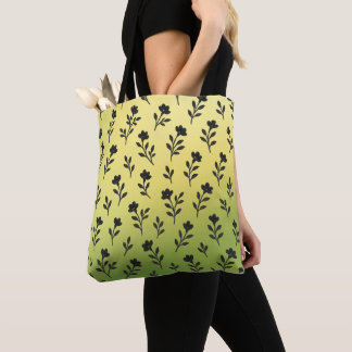 Bolsa Tote Padrão de Motifs Floral Preto Invisível