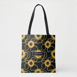 Bolsa Tote Padrão de Na moda de Girassóis Amarelos Clássic