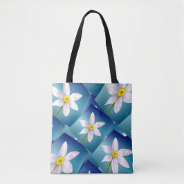 Bolsa Tote Padrão de Narciso Branco