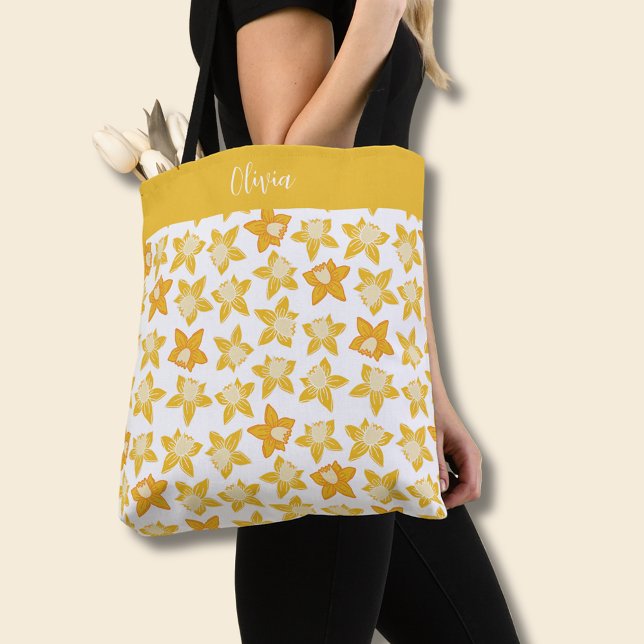 Bolsa Tote padrão de narciso da primavera (Daffodil spring floral personalized tote bag)