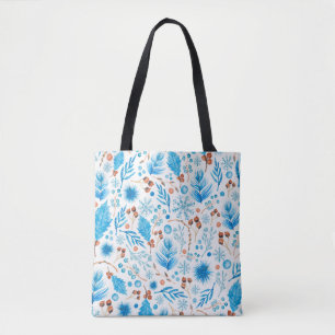 Bolsa Tote Padrão de Natal Azul