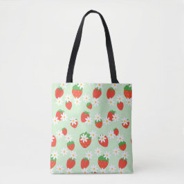 Bolsa Tote Padrão de Natal para morango de margarida doce