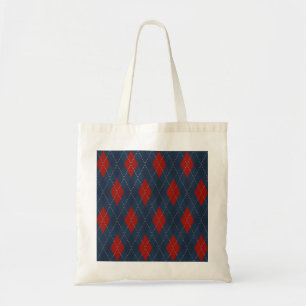 Bolsa Tote Padrão de Natal Real Blue Argyle