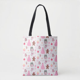 Bolsa Tote Padrão de Natal Rosa