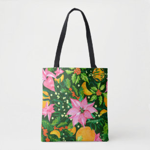 Bolsa Tote Padrão de Natal sem aquarelas com ponteiro