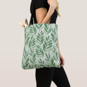 Bolsa Tote Padrão de Natureza Elegante Salvia & Folha de Oliv