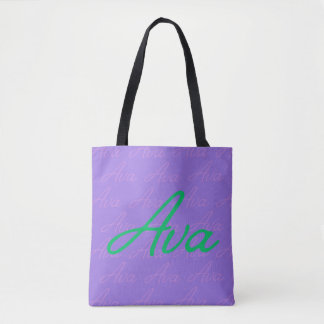 Bolsa Tote Padrão de Nome de Repetição Ava