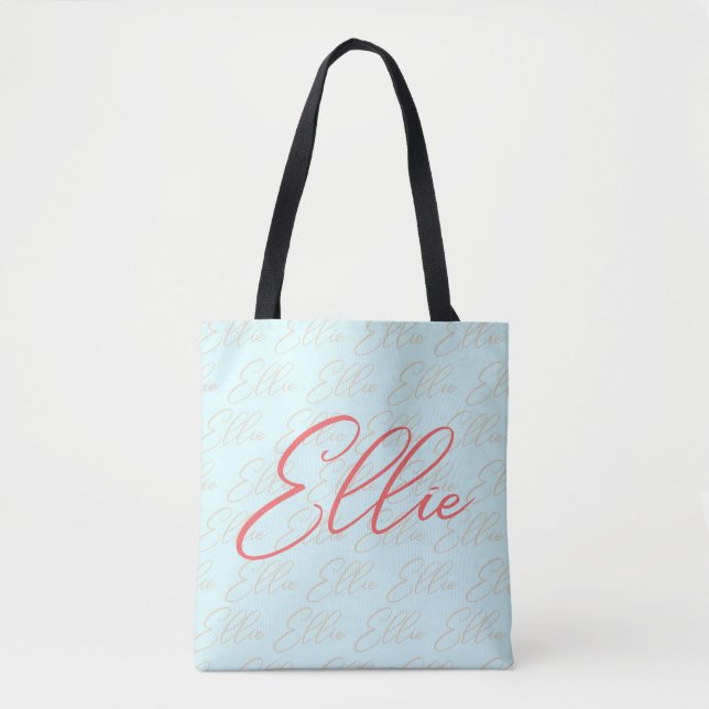 Bolsa Tote Padrão de Nome de Repetição Ellie (Frente)