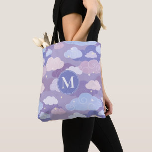 Bolsa Tote Padrão de Nuvens e Estrelas de Pastel Whimsical