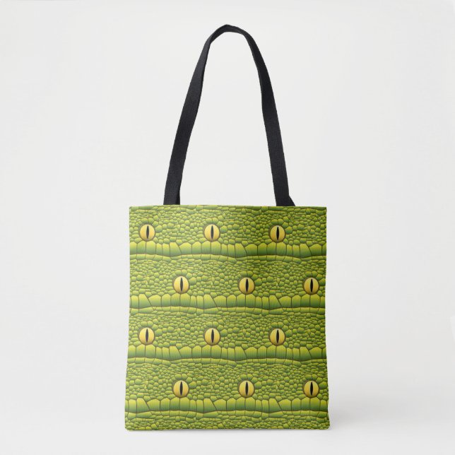 Bolsa Tote Padrão de olhos cobra - Abstrato Verde (Frente)