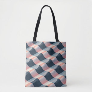 Bolsa Tote Padrão de onda 3D elegante em Teal, Rosa e Cream