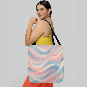 Bolsa Tote Padrão de onda abstrato de cor pastel