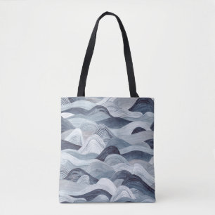 Bolsa Tote Padrão de onda aquática. Um fundo perfeito. Cinz