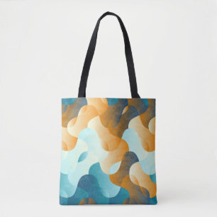 Bolsa Tote Padrão de onda venenosa, azul e marrom.