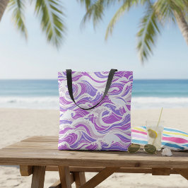Bolsa Tote Padrão de Onda Violeta