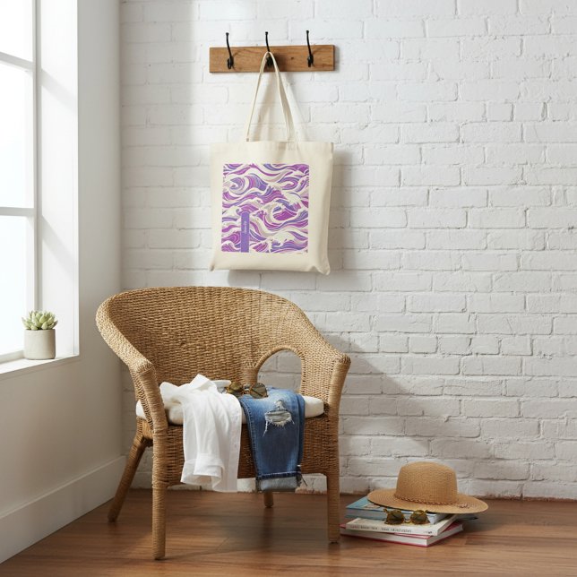 Bolsa Tote Padrão de Onda Violeta (Criador carregado)