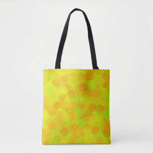 Bolsa Tote Padrão de Ondas Amarelo Verde Laranja