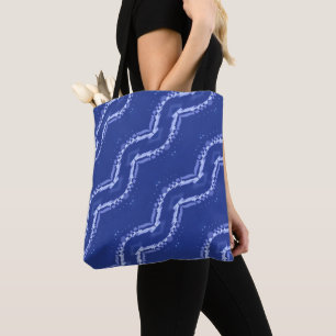 Bolsa Tote padrão de ondas azuis abstrato