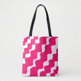 Bolsa Tote Padrão de ondas ofendidas, cor-de-rosa e branca