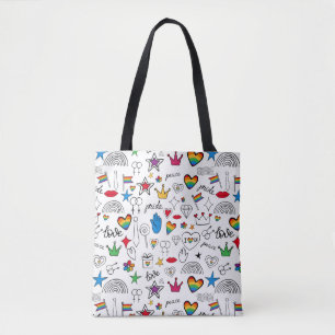 Bolsa Tote Padrão de Orgulho gay Doodle