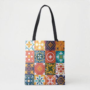 Bolsa Tote Padrão de Ornamentado de Azulejos de Vintagem Geom