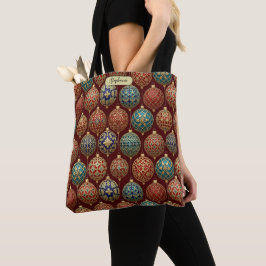 Bolsa Tote Padrão de Ornamento Clássico Burgundy Rico Persona