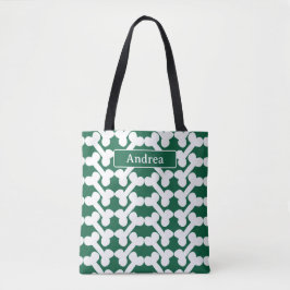 Bolsa Tote Padrão de Osso de Cachorro Personalizado Verde Bra