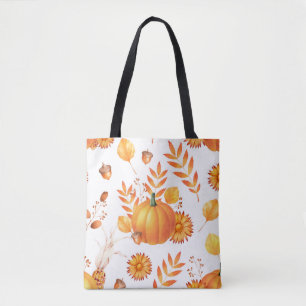 Bolsa Tote Padrão de outono Colorido de Pumpkins