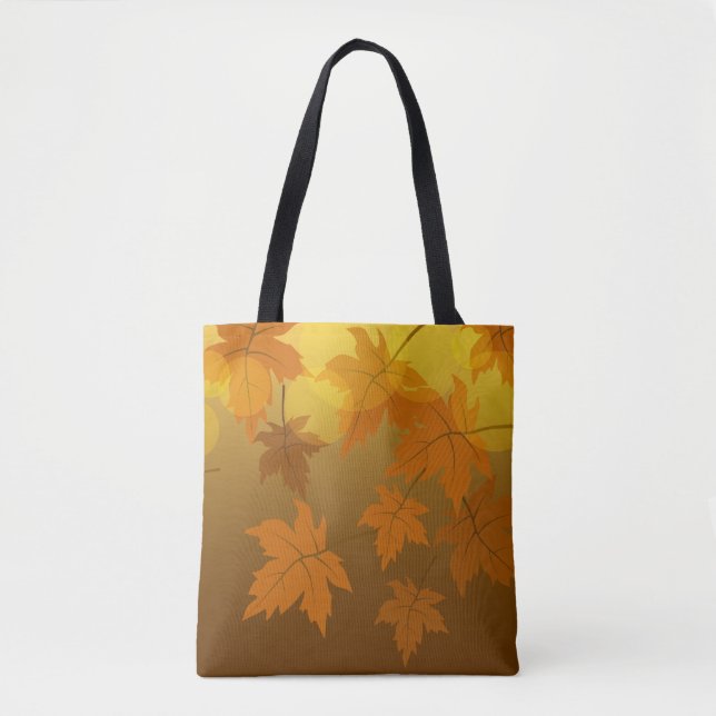 Bolsa Tote Padrão de outono com folhas de carapaça e boque em (Frente)
