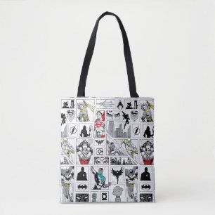 Bolsa Tote Padrão de Painel Heroico da Liga da Justiça