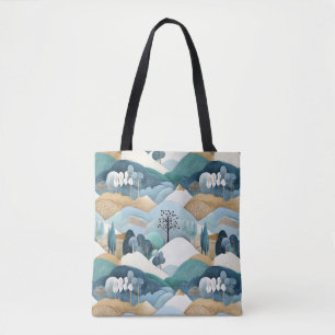 Bolsa Tote Padrão de Paisagem de Pastel