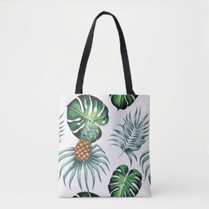 Bolsa Tote Padrão de Palmeira da Selva Tropical de Aquarela d