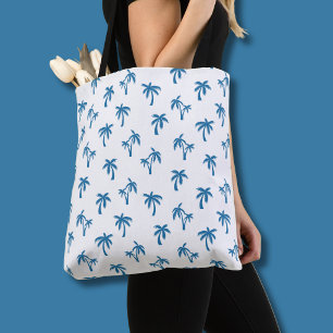 Bolsa Tote Padrão de palmeira tropical azul