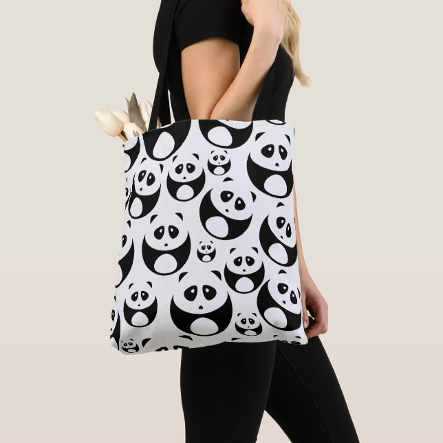 Bolsa Tote Padrão de Panda Branco e Preto de Kawaii (Close Up)