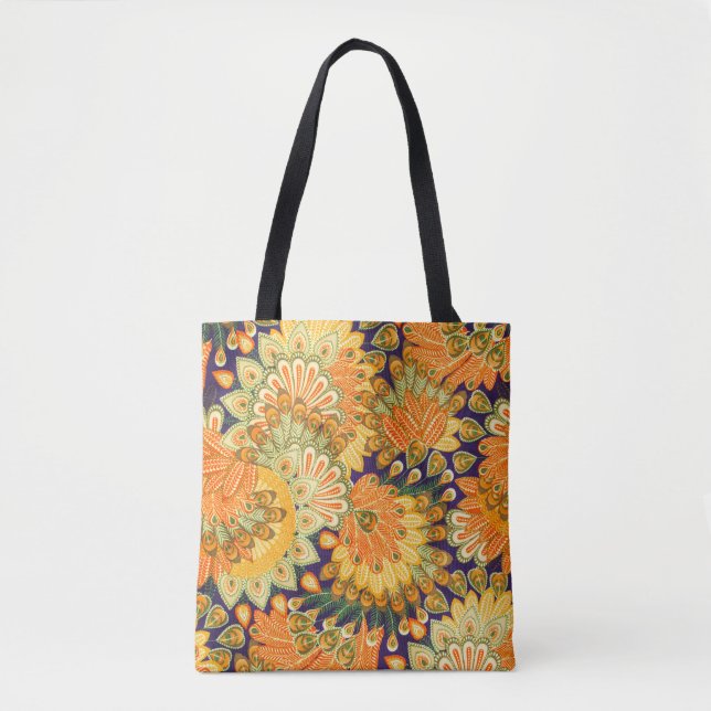 Bolsa Tote Padrão de pano de vindima: textura aproximada. (Frente)