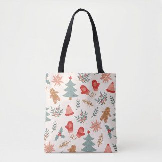 Bolsa Tote Padrão de pão de Natal retrógrado.