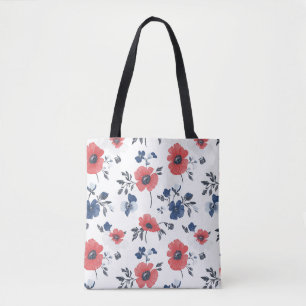 Bolsa Tote Padrão de papilas de aquarela - Vermelho, Azul e B