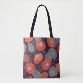 Bolsa Tote Padrão de Papoulas Vermelhas
