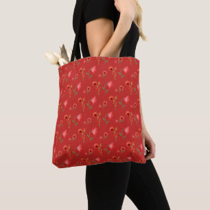 Bolsa Tote Padrão de Papoulas Vermelhas Bonitas