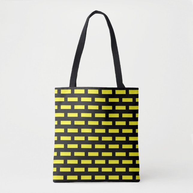 Bolsa Tote Padrão de parede preto e amarelo (Frente)