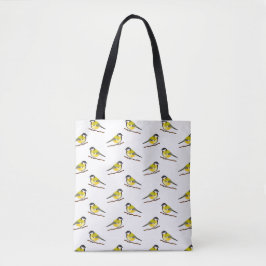 Bolsa Tote Padrão de pássaro fofo de aves chapim-amarelo
