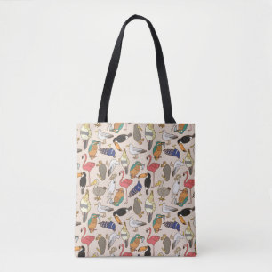 Bolsa Tote padrão de pássaro sem costura