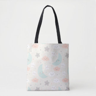 Bolsa Tote Padrão de Pastel Céu Sorridente