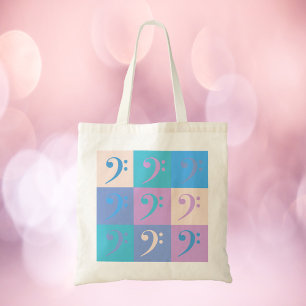 Bolsa Tote Padrão de Pastel Musical do Bass Clef