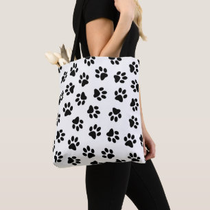 Bolsa Tote Padrão De Patas, Patas Cachorros, Patas Negras