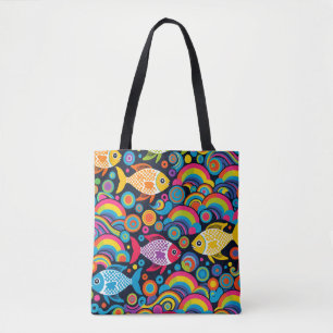 Bolsa Tote Padrão de Peixe