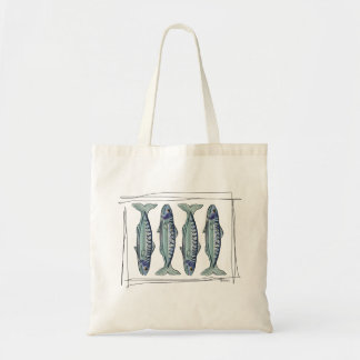Bolsa Tote Padrão de Peixe Cavala Azul Costeira Sem Costura