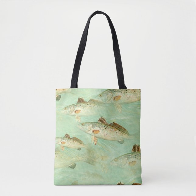 Bolsa Tote Padrão de Peixes de Bass (Frente)