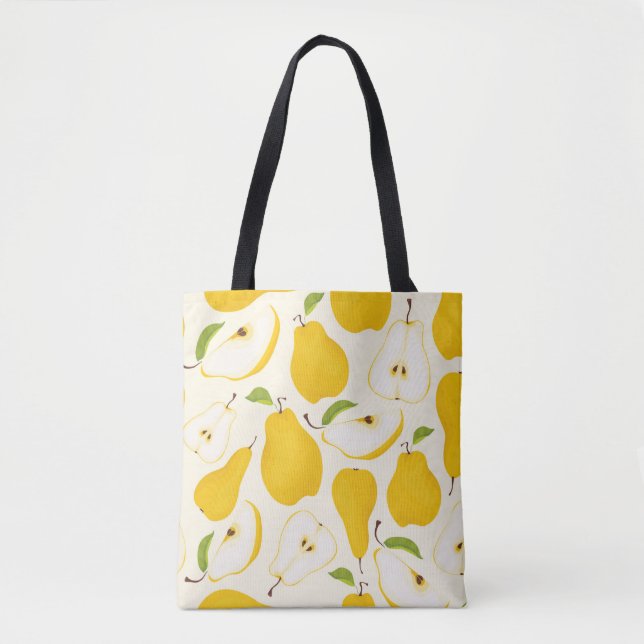 Bolsa Tote Padrão de pera sem costura. Diferentes peras, frut (Frente)